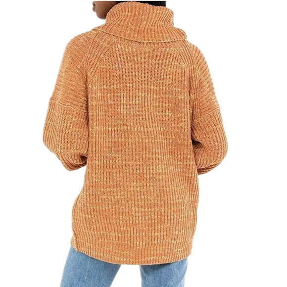 Free People Womens Cowl Neck Long Sleeve Sweater Orange Size L - Picture 3 of 5